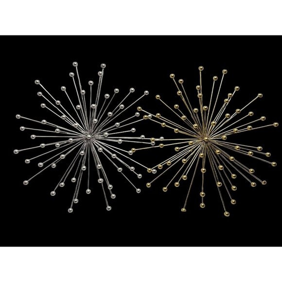 MCM Set Of 2 Starburst Wall Sculptures In Silver Gold Large size - Picture 1 of 5